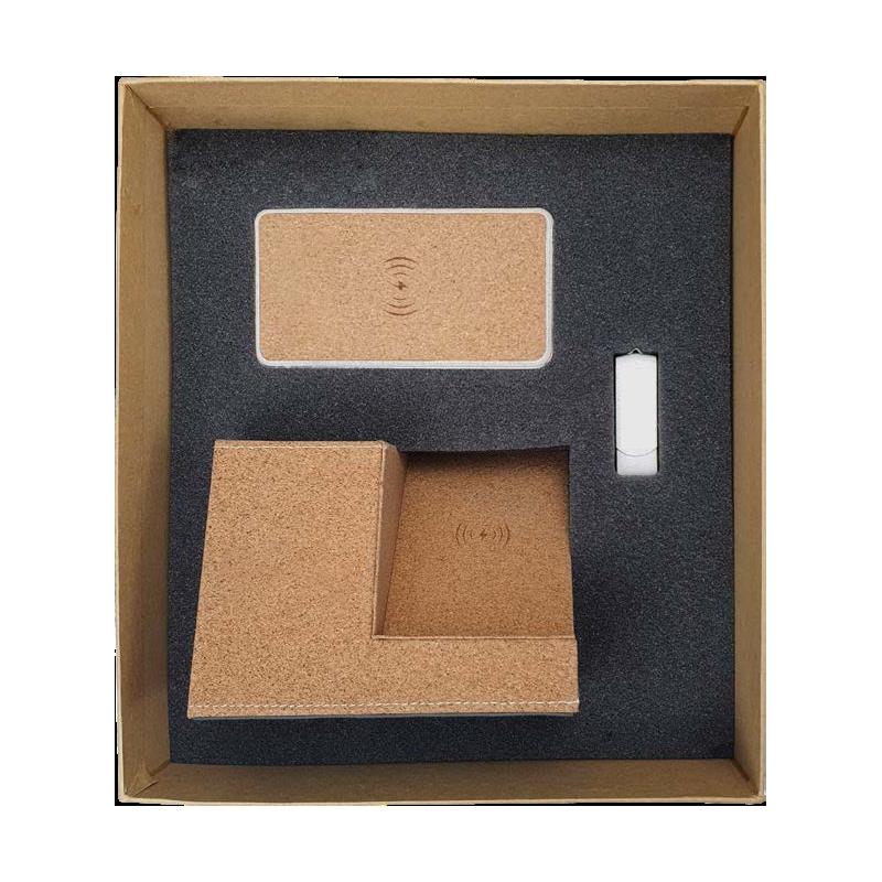 WGS-09- Natural Cardboard Gift Box With Cushion Inside With  Wheat Straw USB Flash Drive